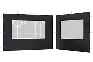 vidaXL Paneles Laterales para Carpa de Fiesta con Ventana, Juego de 2, Antracita, 300x195 cm, Resistente a UV y Agua, Ventanas Decorativas, para Eventos al Aire Libre, Jardín, Carpa Plegable
