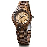 WLH Holzuhr Klassik Quarz Analog Casual Hypoallergen Holz Armbanduhr mit Holzarmband Leuchtenden Zeiger Perfect Geschenk Für Herren Damen,Zebra