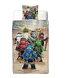 Parure de lit 2 pièces en flanelle Motif Lego Ninjago Pour enfant 80 x 80 + 135 x 200 cm, 100 % coton - Taille standard allemande