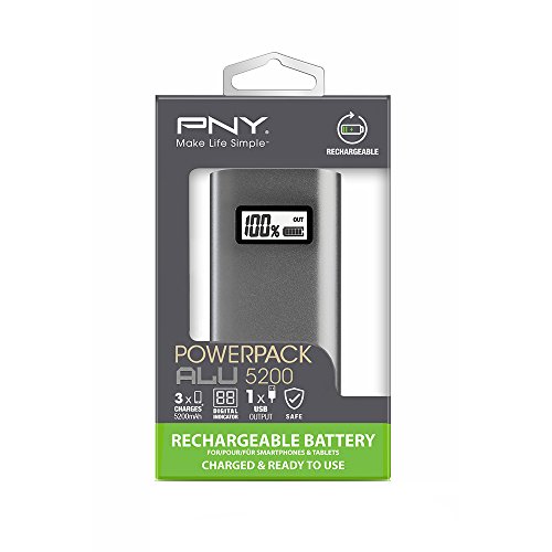 PNY P-B5200-4C02-RB PowerPack Aluminum Digital Akku 5200 mAh charcoal/grau - 6