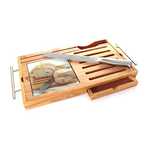 Brotschneide-Brett mit Brotmesser und Krümel-Lade