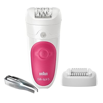 Braun Silk-épil 5 5-531 Wet & Dry Épilateur Électrique sans Fil pour Femme, Pincettes MicroGrip, Massage Haute Fréquence, Trois Accessoires.