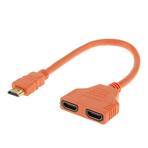 Generic 30cm 1080p Dual HDMI-Anschluss Adapter Männlichen Zu Weiblichen 1in 2-Splitter Kabel-Adapter Für TV – Orange - 3