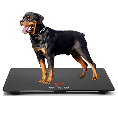 OneTwoThree báscula Digital para medir Perros y Gatos, 3 Modos de Peso (kg/oz/Libras), 220 Libras (Libras) de precisión, 0.35 onzas, 35.4 x 23.6 Pulgadas, Dando Esterilla de Yoga
