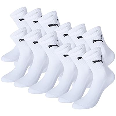 Puma Crew Lot de 12 paires de chaussettes de sport avec dessous en éponge Unisexe Blanc Blanc 39-42