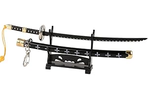 FUORU One Piece Sword Replicas，zoro’s Miniature Sword Letter Opener/with Sheath And Stand Katana Keychain/zinc Alloy Material/anime Gift For Fans & Collectors, B