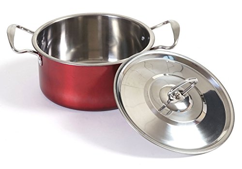 Camping Kochtopf-Set Cuneo, Kochgeschirr Topfset, 8-teilig Edelstahl ~ rot - 4