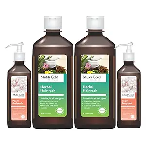 Jeevanras Mukti Gold Effective Ayurveda Combo, GMP GLP Certified Product, Herbal Hairwash with Bodywash, Multi, 1000 ml