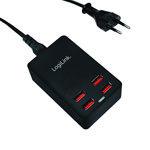 LogiLink PA0138 Fast Charge USB Multiport Ladegerät/Ladestation, 4-Port, 5V/22W mit eingebautem Intelligent-IC schwarz - 2
