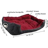 12697 Tierbett Burgunder ca. 82x70x20cm mit Innenkissen + Schmusekissen + Pipi-Schutz-Unterlage