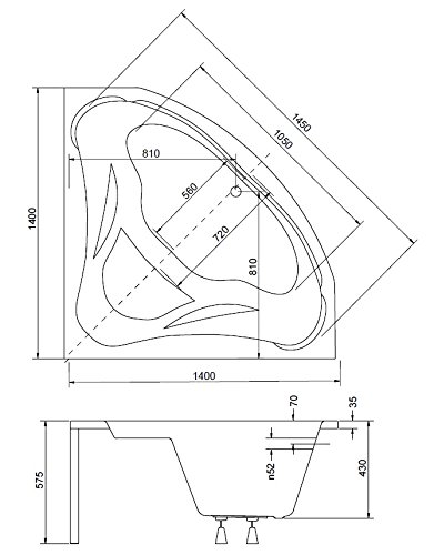 EXCLUSIVE LINE® Eckbadewanne Eckige Acryl Badewanne MIA 140×140 cm mit Schürze Ablaufgarnitur Komplettset - 7