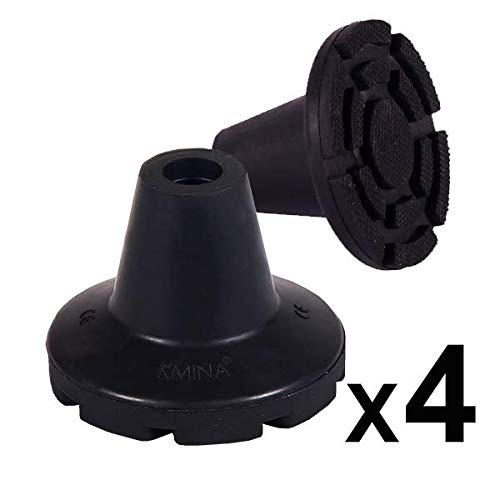 KMINA - KMINA - Krücken Gummi 19 mm, 18 mm, 17 mm, Gehstock Gummifuß, Gummifuß schwarz für Krücken und Gehstöcke, Gummifuß breit un flexibel, 4 Stück