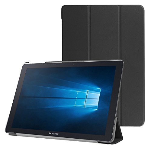 Galaxy TabPro S Schlank hülle,Mama Mouth Ultra Schlank Superleicht Ständer PU Leder Smart Shell hülle mit Standfunktion für 12″ Samsung Galaxy Tab Pro S W700 Tablet,Schwarz - 2