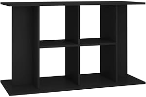 vidaXL Aquarium Stand in Black Engineered Wood - Sturdy Fish Tank Stand with Multiple Storage Tiers, Moisture