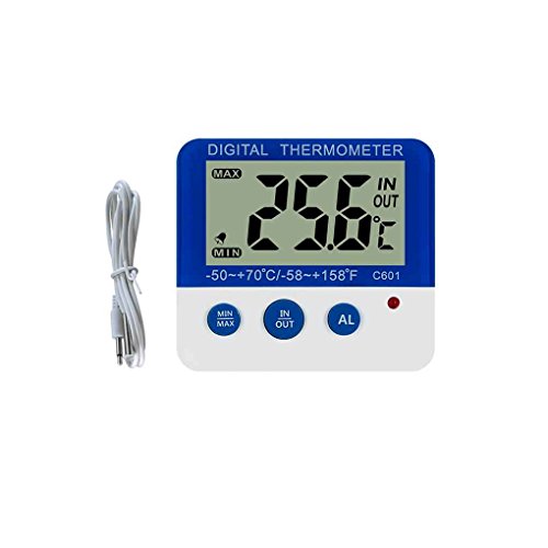 Preisvergleich Produktbild C601 Digital Kühlschrank Thermometer LED Alarmanzeige Gefrierschrank Temperatur Meter Max / Min Speicher Kühlschrank Thermometer