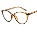 Produktbild REALIKE Unisex Brille Elegant Flacher Spiegel Runder Rahmen Brillengestell Brille Anti-Blaulichtbrille, Leopardenmuster-Brillengestell Aus, (Farbe : Mehrfache)