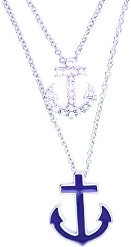 Lizzyoftheflowers - Lizzyoftheflowers. A pair enamel and crystal anchor necklaces