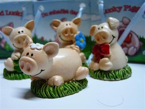 24 Stück Glücksschweine Schweine im Display mit Viel Glück Tüte Piggy - 2