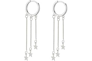 SLUYNZ Orecchini a cerchio in argento Sterling 925 con stella per donne adolescenti e ragazze con ciondolo a forma di stella