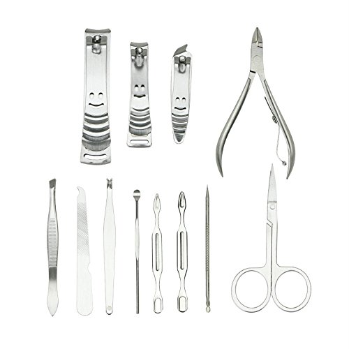 Xgeek 12 in 1 Stainless Steel Finger Toe Nail Cutter Personal Manicure Nail Scissors Set Nail Clipper Earpick Grooming Pedicure Kits Men/Women Nail Trimmer