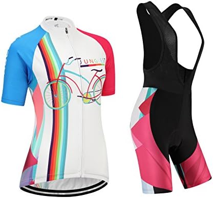 (3D pad)(Type:Set(Black Bib) size:M) vest Fashion windbreaker Sleeve Short perspiration Jerseys Cycling Women Jersey breathable performance