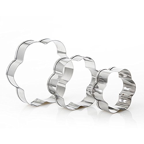 Kranich® 12tlg. Backen Ausstecher Ausstechform Stempel Modellierwerkzeug Glätter Herz Blumen Sterne Metall Fondant Marzipan Kuchenform Kit Set - 7