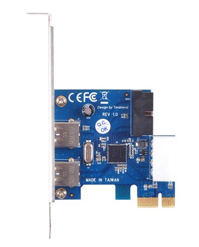 SilverStone SST-EC04-P – USB 3.0 PCI-E Erweiterungskarte, 5V 4 pin Molex Stromanschluss, 1x USB 3.0 20-pin intern + 2x USB 3.0 externe Anschlüsse (Typ A) - 4