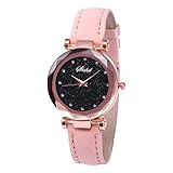 SHINEHUA Uhr Armbanduhr für Damen Klassisch Uhren Analog Quarz Armbanduhr Schwarz Zifferblatt mit Leder Band Elegant Luxus Frauen Kleid Quarzuhr lässige Mode Wasserdichte Sternenklarer Damenuhr