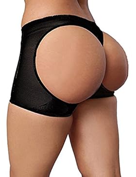 Kiwi-Rata Pizzo Push-up Glutei Mutande da Donna Nero/Nudo