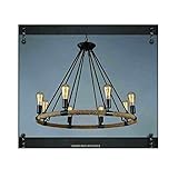 WIVION Hanfseil-Leuchter Retro industrieller Stil Bar Restaurant Bekleidungsgeschäft American Punk Kreative Schmiedeeisen,14lights