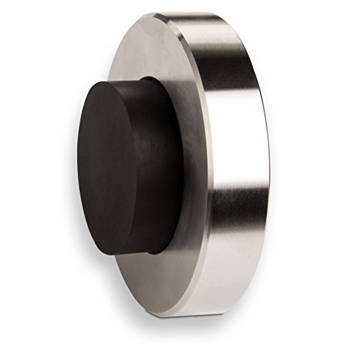 5 x STOPPLA® Wandtürstopper Hulk ø 60 mm H: 20 mm echt Edelstahl massiv Türstopper für die Wand mit Gummipuffer