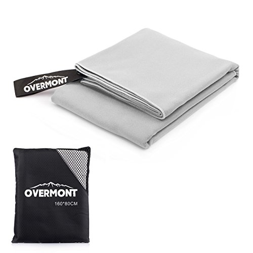 Preisvergleich Produktbild Overmont Leicht Saugfähig Mikrofaser schnelltrocknend Handtuch Sporthandtuch Reisehandtuch für Sport Reisen Strand Fitnessraum Yoga Schwimmen Camping Wandern Radfahren M(110x50cm) / L(160x80cm)