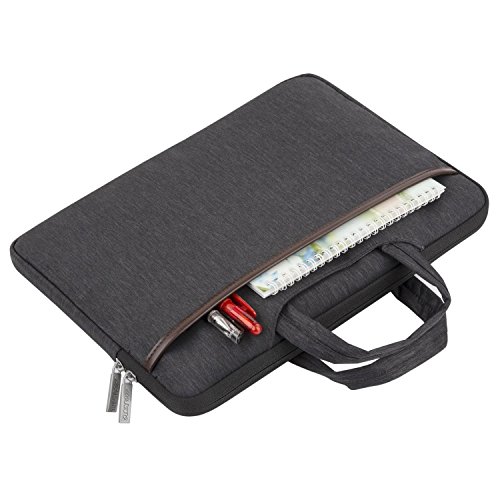 MOSISO Polyester stoßfeste Laptop Hülle Tasche Umhängetasche mit Horizontaler PU Streifen für 14-15.6 Zoll MacBook Pro 2016, MacBook Pro, Notebook Computer, Schwarz - 4