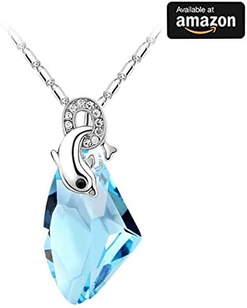 Jewelry Rarity [Two Colors] Fashion 18k White Gold Plated"The dolphin lover" Blue Made with Oden Diamond Pendant Necklace *Love Gift*And eye-catching Women Fashion Necklace Jewelry