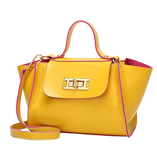 ?LILICAT Vintage femmes en cuir frappé couleur Turn Lock Crossbody Bag Sac à bandoulière sac à main Turn Lock en cuir à la main épaule sac à bandoulière