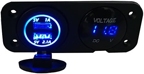 Linchview Dual USB Charger and Volmeter for Car Boat Marine Trucks Rv ATV Motorcycle Cars GPS Mobile Phone Camera MP3