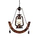 Price comparison product image BDYJY Chandelier Retro Rural Creative Frosted Glass Shade Wrought Iron Lantern Kerosene Lamp Handmade Natural Bamboo Lighting E27 Ceiling Light Fixture Lamp for Bar Cafe Dining Room Bedroom Living Roo
