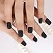 Bling Art False Nails French Manicure Matte Black Full Cover Medium Tips UK