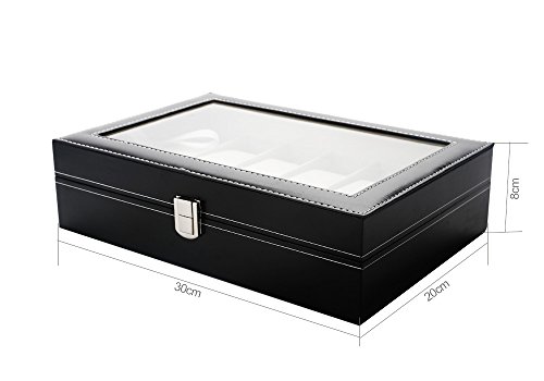 Uten Uhrenkoffer Uhrenbox Schaukasten Uhrenkasten Uhrenvitrine für 12 Uhren aus kunstleather - 3