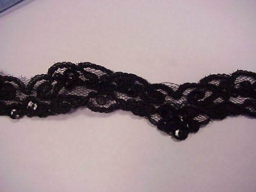 1 inch corded and beaded lace trim with sequins (1 yard)