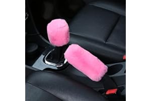 Goliton® Peluche Auto Auto Freno A Mano Copertura Manicotto Del Cambio Bastone Del Cambio Pomello Set (Rosa)