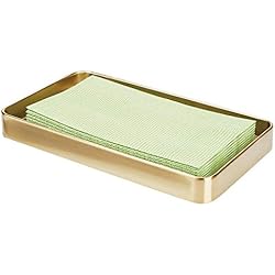 mDesign Organizador de baño - Bandeja de metal moderna - Bandeja decorativa para toallitas cosméticas, toallas de invitados, etc. - color latón