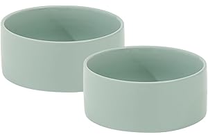 Havniva Ceramic 6.1inch Dog Bowls for Small and Medium Breed Dog Dish Pet Food and Water Bowl (Set of 2 Bowls - Light Green, 28oz)