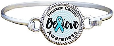 Prostate Cancer Awareness Believe Silver Bangle Bracelet Jewelry Gift