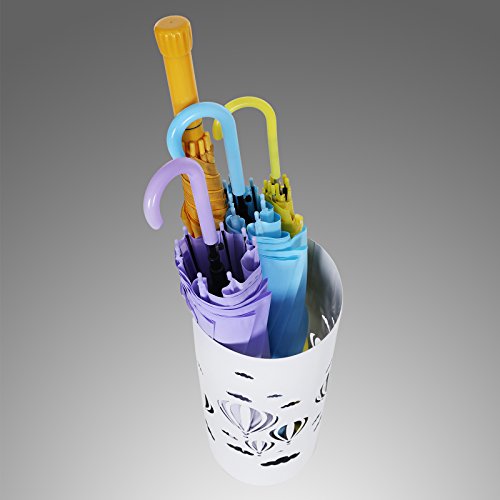 Songmics metall Schirmständer Wasserauffangschale und Haken werden verschenkt rund Ø19,5 x 49 cm weiß Regenschirmständer Regenschirm LUC02W - 4