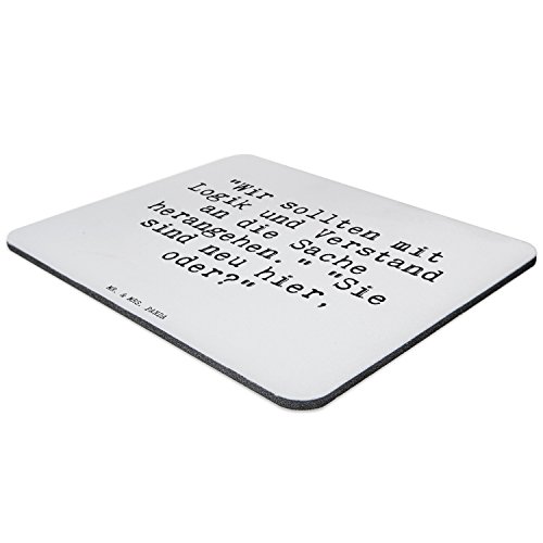 Mr. & Mrs. Panda Mauspad Druck mit Spruch „“Wir sollten mit Logik und Verstand an die Sache herangehen.“ „Sie sind neu hier, oder?““ – 100% handmade aus Naturkautschuk – Mouse Pad, Mousepad, Computer, PC, Männer, Mauspad, Maus, Geschenk, Druck, Schenken, Motiv, Arbeitszimmer, Arbeit, Büro Büro, Mitarbeiter, Arbeitskollege, Arbeitskollegin, Kollege, Chef, Kollegin Spruch Sprüche Lustig Spass Geschenk Geschenkidee Zitate - 2