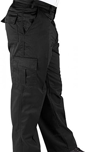 RK Deluxe Cargo Work Trousers Black/Navy/Charcoal (Various Sizes) Men's Combat Worker Trade with Button and Zip Fly Multi Pocket Workwear Pants (Black, 32" Short/29 Leg)