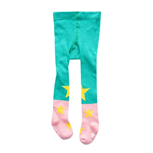 Preisvergleich Produktbild Hirolan Baumwolle Strumpfhose Strumpfhose Strumpf Star Füßig gemütlich Socken zum schön Neugeboren Baby Mädchen Kleinkind Kinder Blau Rosa Grün Farbe (M, Grün)