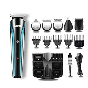 NOVA NG 1152 Cordless Rechargeable: 60 Minutes Runtime Multi Grooming Trimmer for Men (Blue)