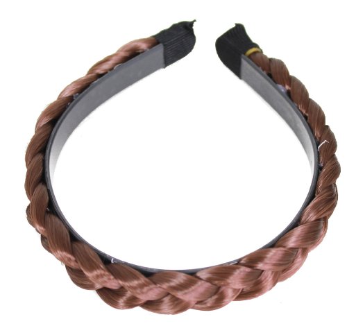 Ladies Luxury High Quality Plaited Braided Synthetic Hair Headband Alice band 33 Mahogany Auburn Red